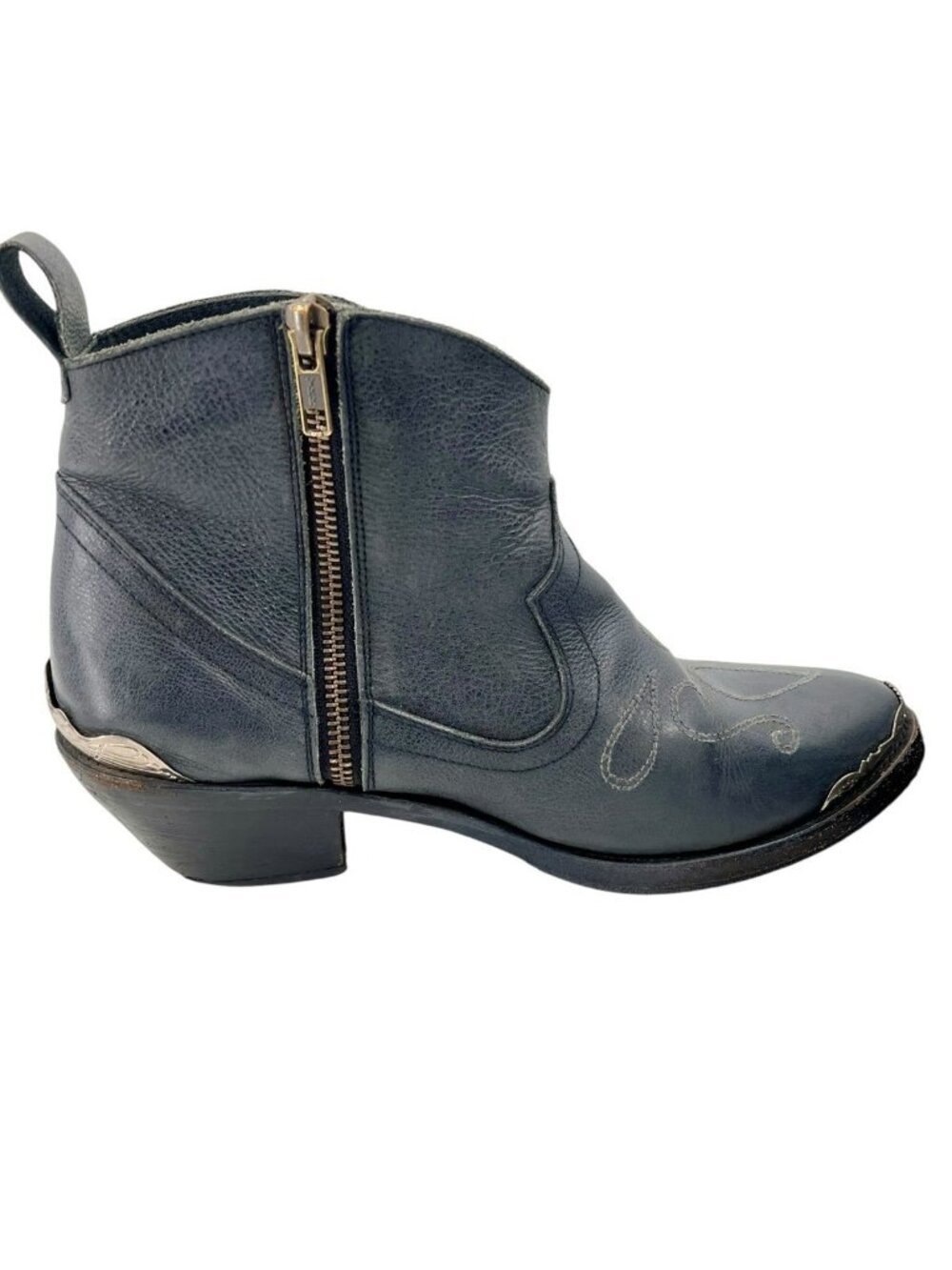 SPELL  & THE GYPSY Women's Gray Silver Stud Toe Cowboy Side Zip Booties 39 - Picture 6 of 10